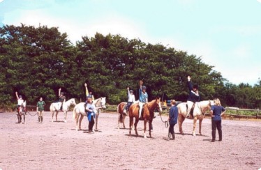 A group riding lesson at Dean Riding Stables